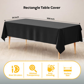 Exquisite black tablecloth 54x108 on table for setup.