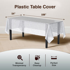 Exquisite clear white floral tablecloth rectangle with lace-like pattern for decor