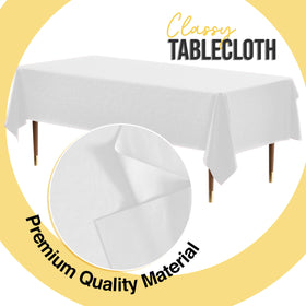 Exquisite disposable tablecloth in use at a party for quick cleanup.