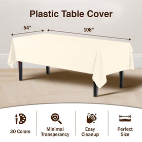 Exquisite disposable ivory tablecloth ready for quick cleanup after event