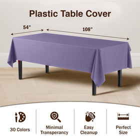 Exquisite disposable lavender tablecloth provides spill resistance and easy cleanup