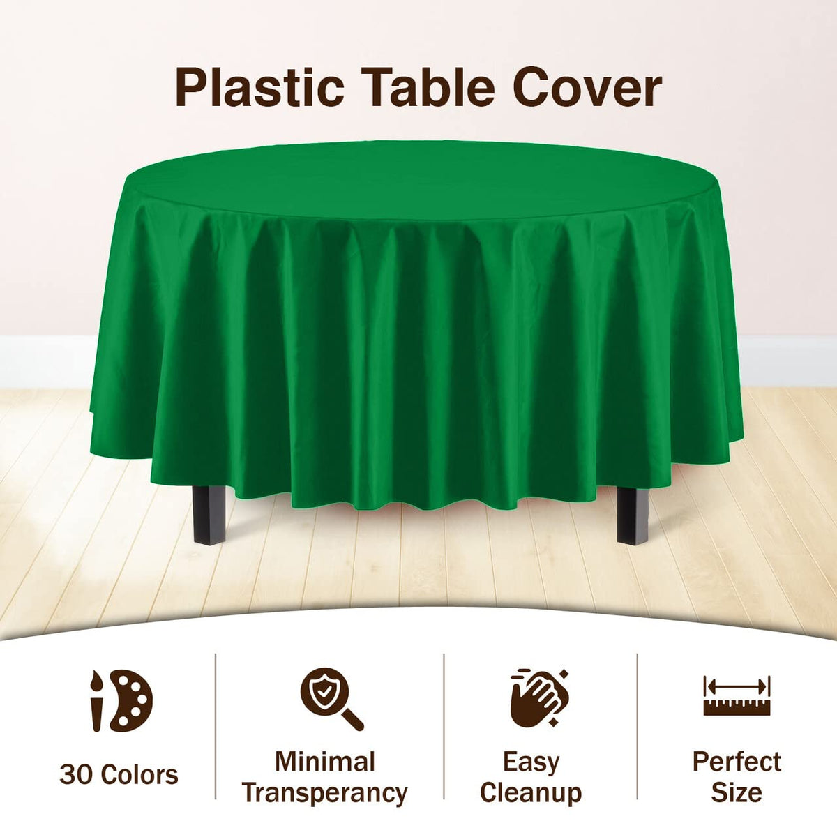 12-pack Exquisite emerald green round tablecloth ready for party tables