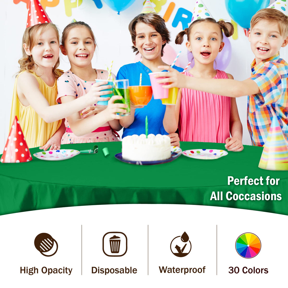 Disposable emerald green tablecloth from Exquisite protecting surfaces