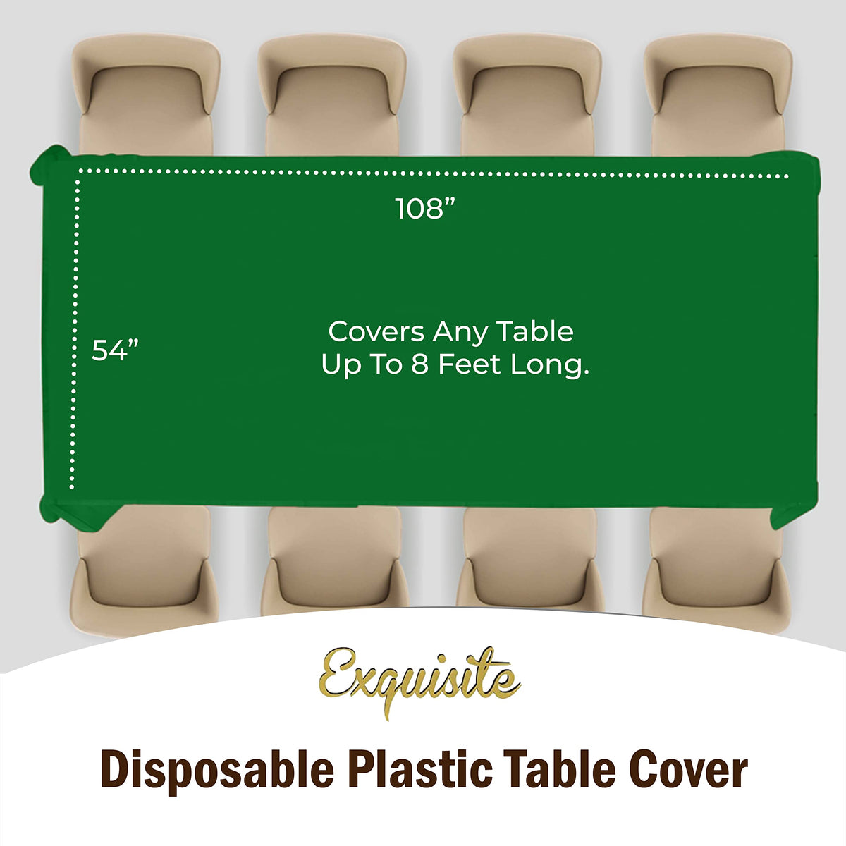 Exquisite emerald green tablecloth placed on a dining table for a party setting.