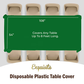 Exquisite emerald green tablecloth placed on a dining table for a party setting.