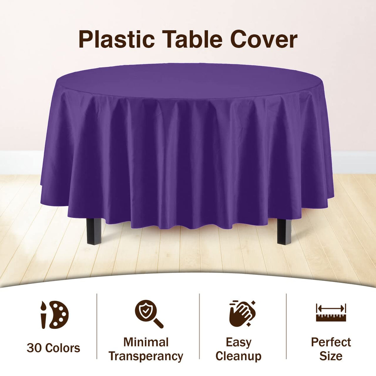 Exquisite heavy-duty plastic tablecloth close-up shows high opacity for better concealment.