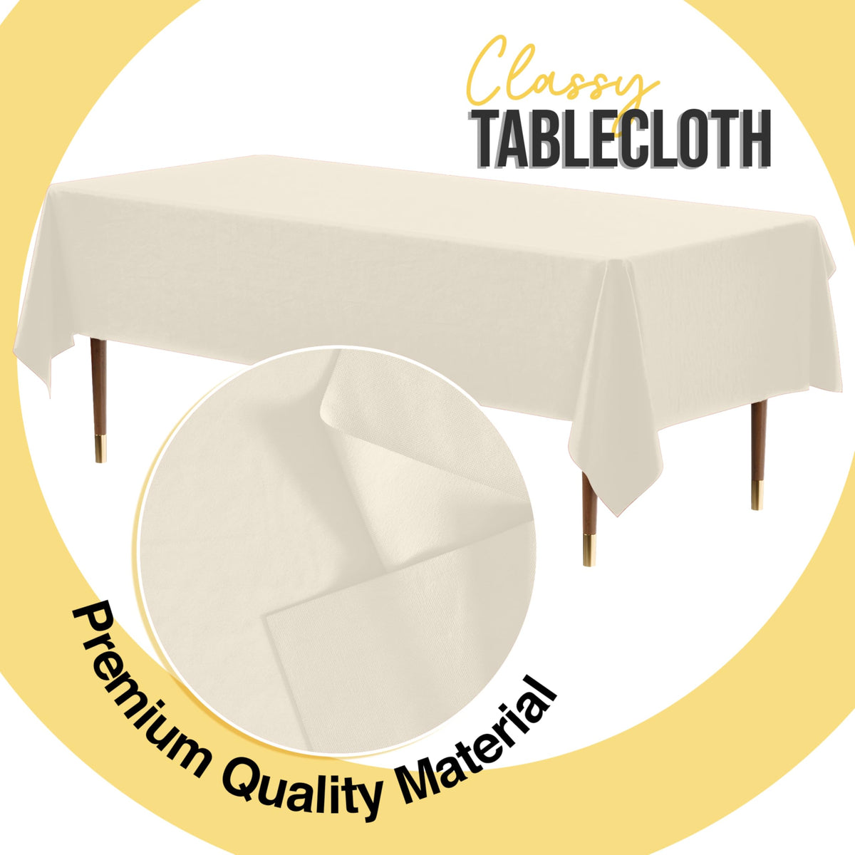 Exquisite ivory 66 thicker tablecloth resists tearing during busy events