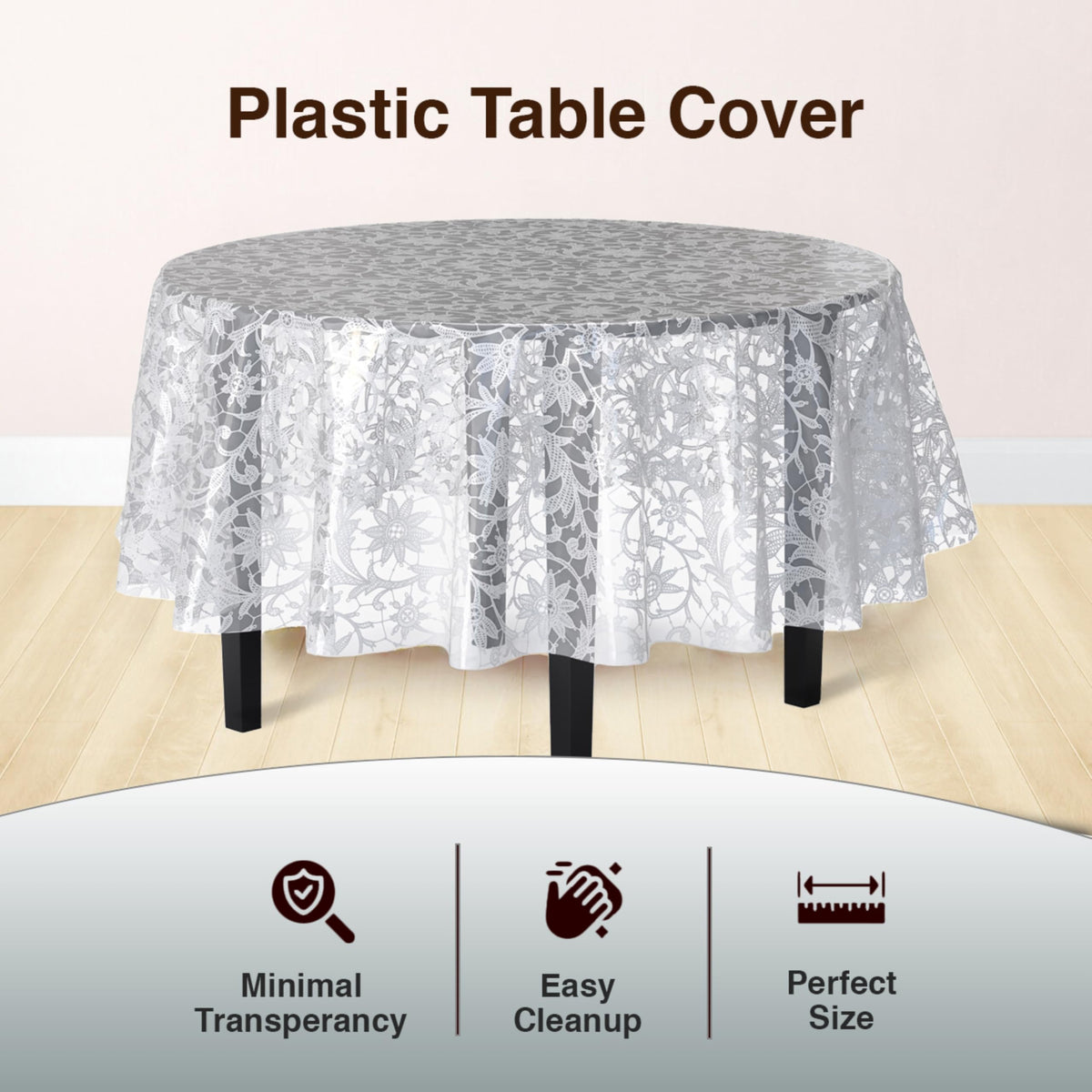 Exquisite lace round tablecloth 84-inch white floral pattern for refined indoor dining