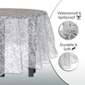 Exquisite lace table cloth protective yet stylish surface coverage for tables.