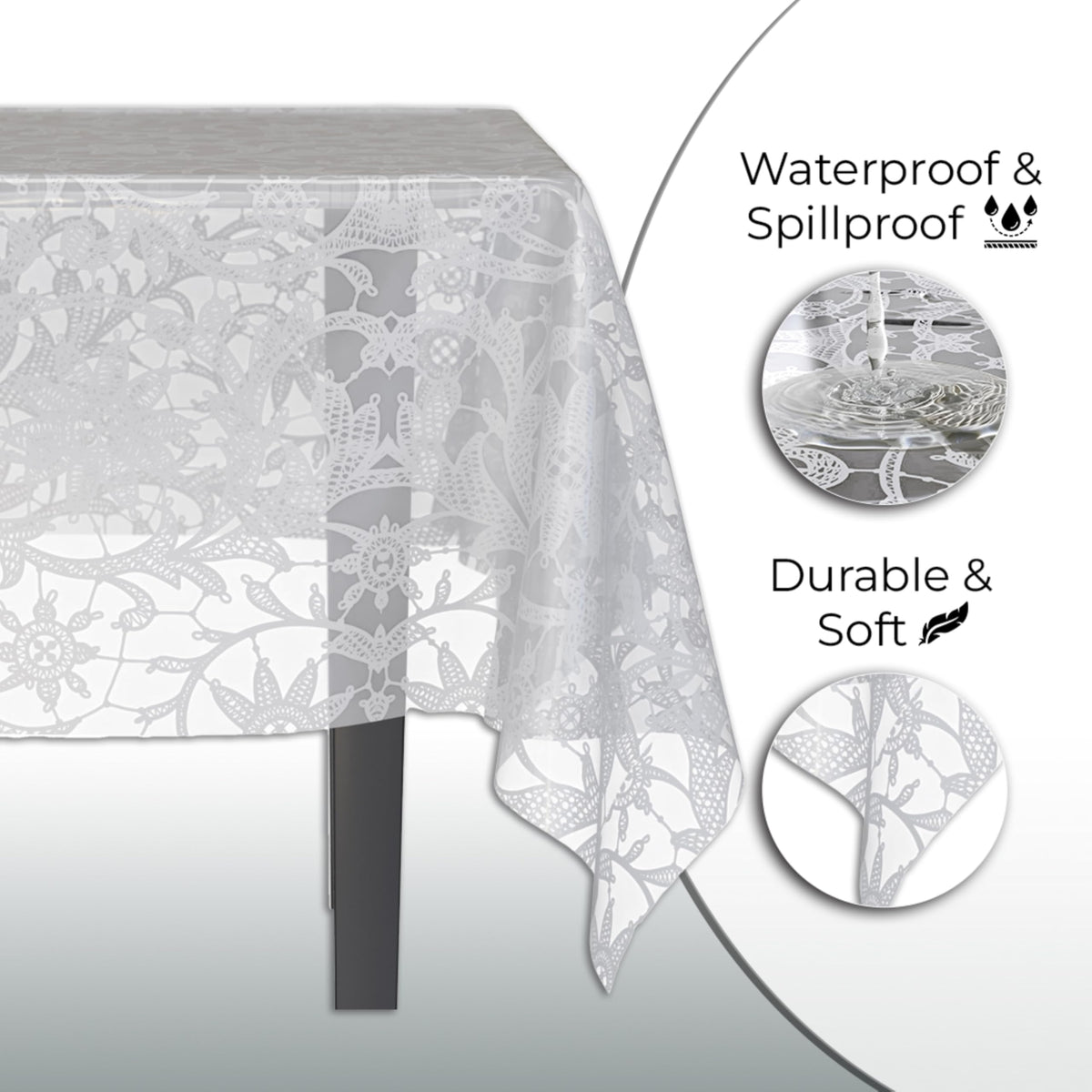 Exquisite lace table cloth rectangle 54x108 wedding-ready atmosphere with floral elegance.