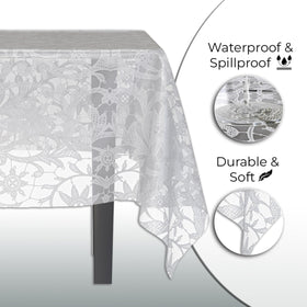 Exquisite lace table cloth rectangle 54x108 wedding-ready atmosphere with floral elegance.