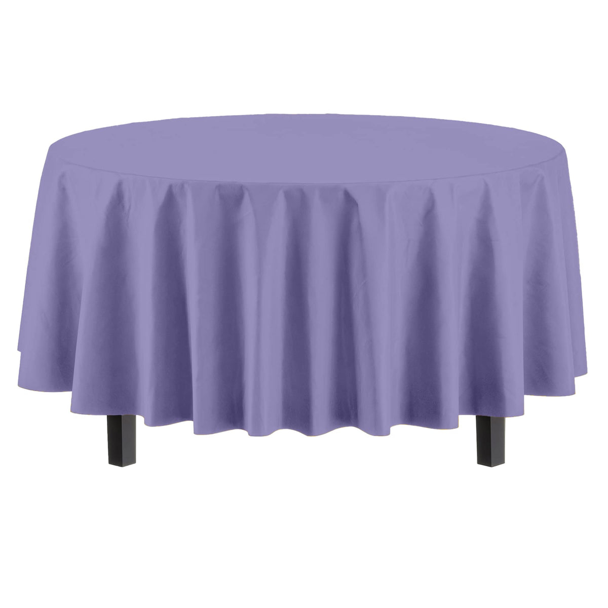 Exquisite lavender round tablecloth on a dining table enhances elegant event styling.