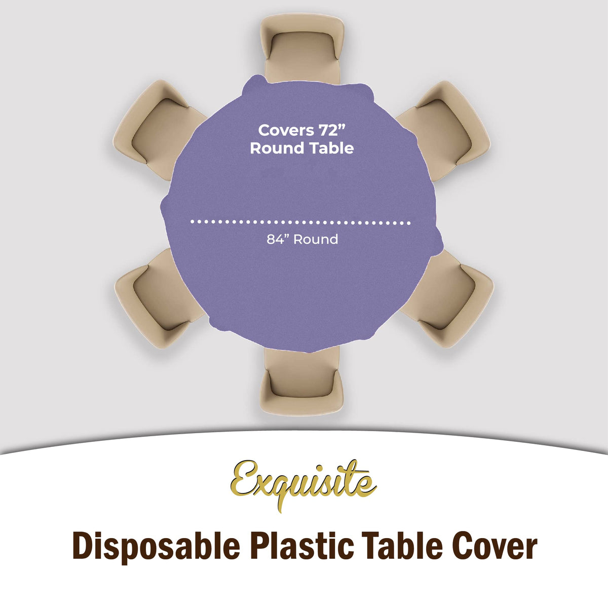 Exquisite lavender tablecloth packaging shows convenient 12-pack value.