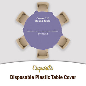 Exquisite lavender tablecloth packaging shows convenient 12-pack value.