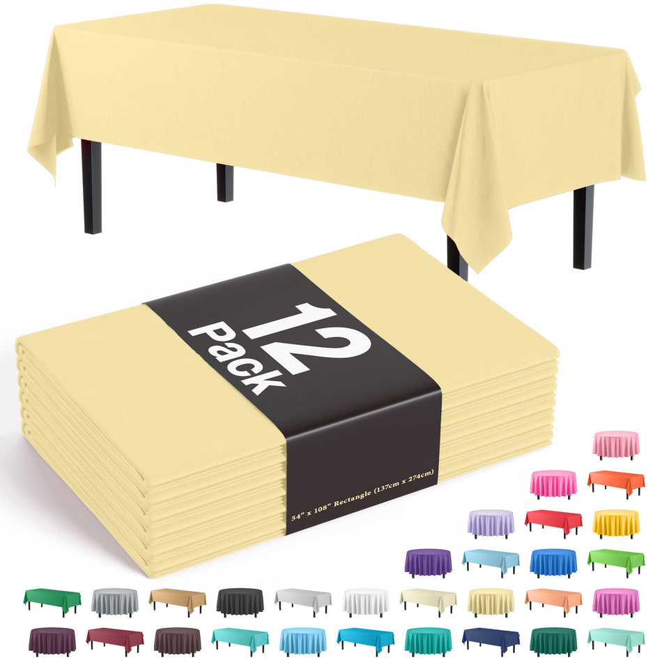 Exquisite light-yellow table cover spread on a table for spill protection.