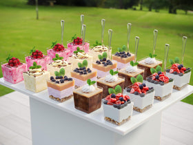 Exquisite mini dessert cups offer hassle-free cleanup after celebrations.