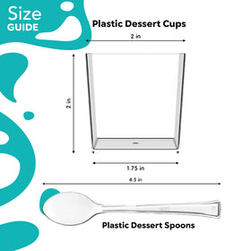 Exquisite mini dessert cups with spoons included for convenient tasting portions.