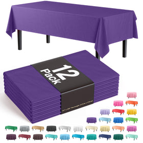 Exquisite purple 54x108 tablecloth on a dining table with high opacity for clean coverage.