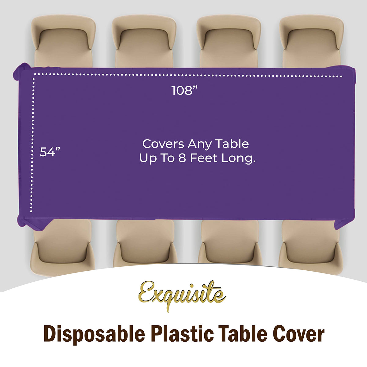 Exquisite purple tablecloth on a party table ready for easy cleanup.