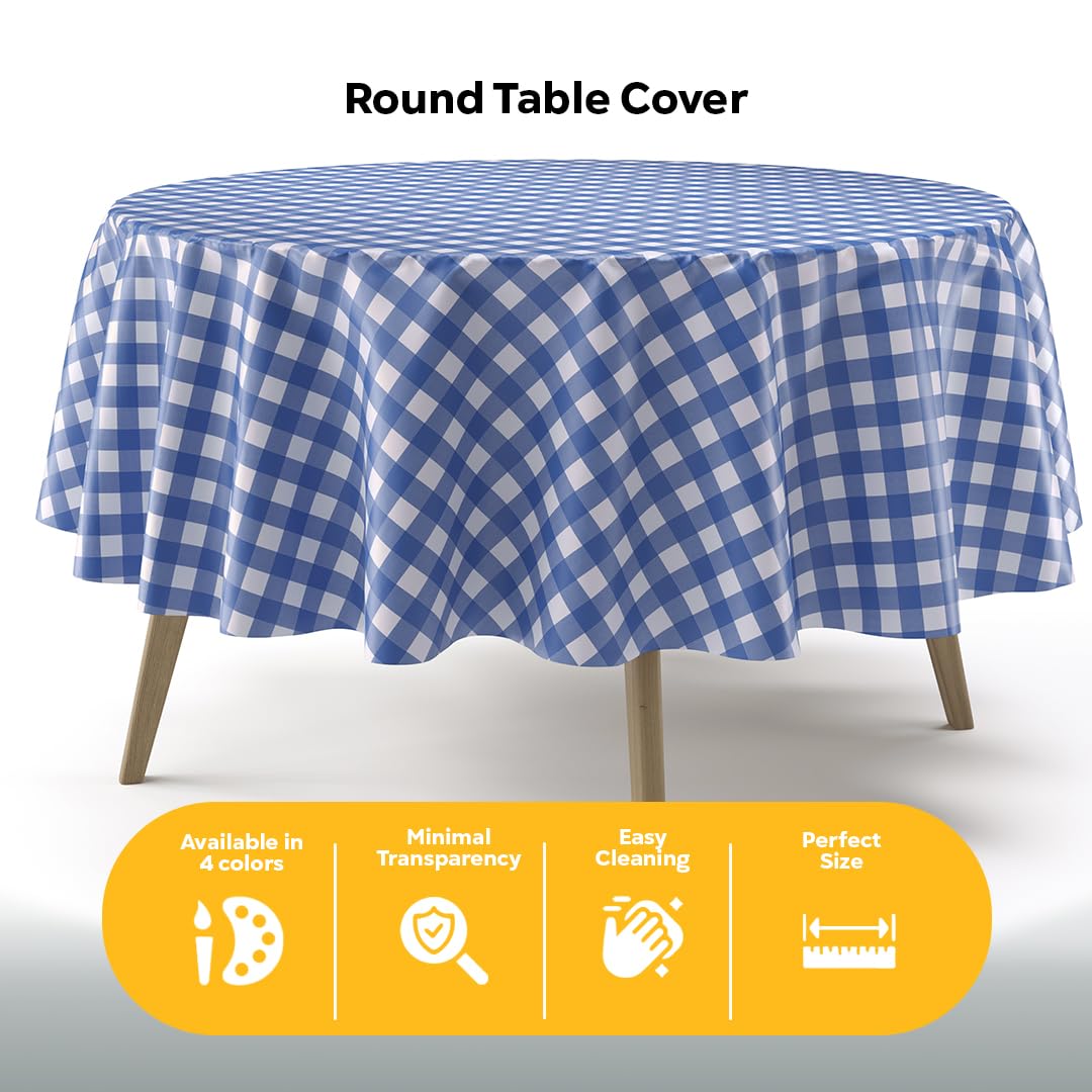 Exquisite disposable round table cover makes post-event cleanup quick.