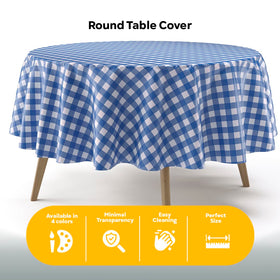 Exquisite disposable round table cover makes post-event cleanup quick.