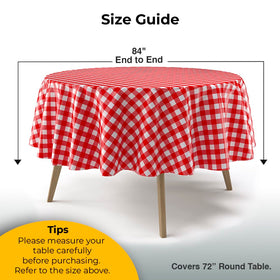 Exquisite spillproof red gingham cover protects surfaces during a casual gathering.