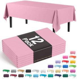 Exquisite pink 54x108 tablecloth spread on a table for easy cleanup