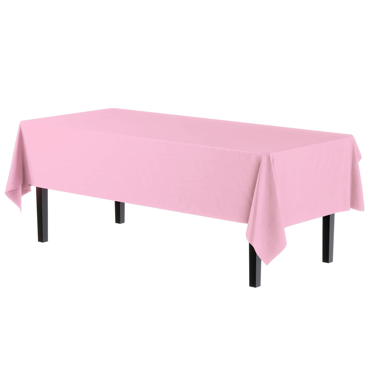 Exquisite pink tablecloth close-up shows waterproof plastic for spill protection