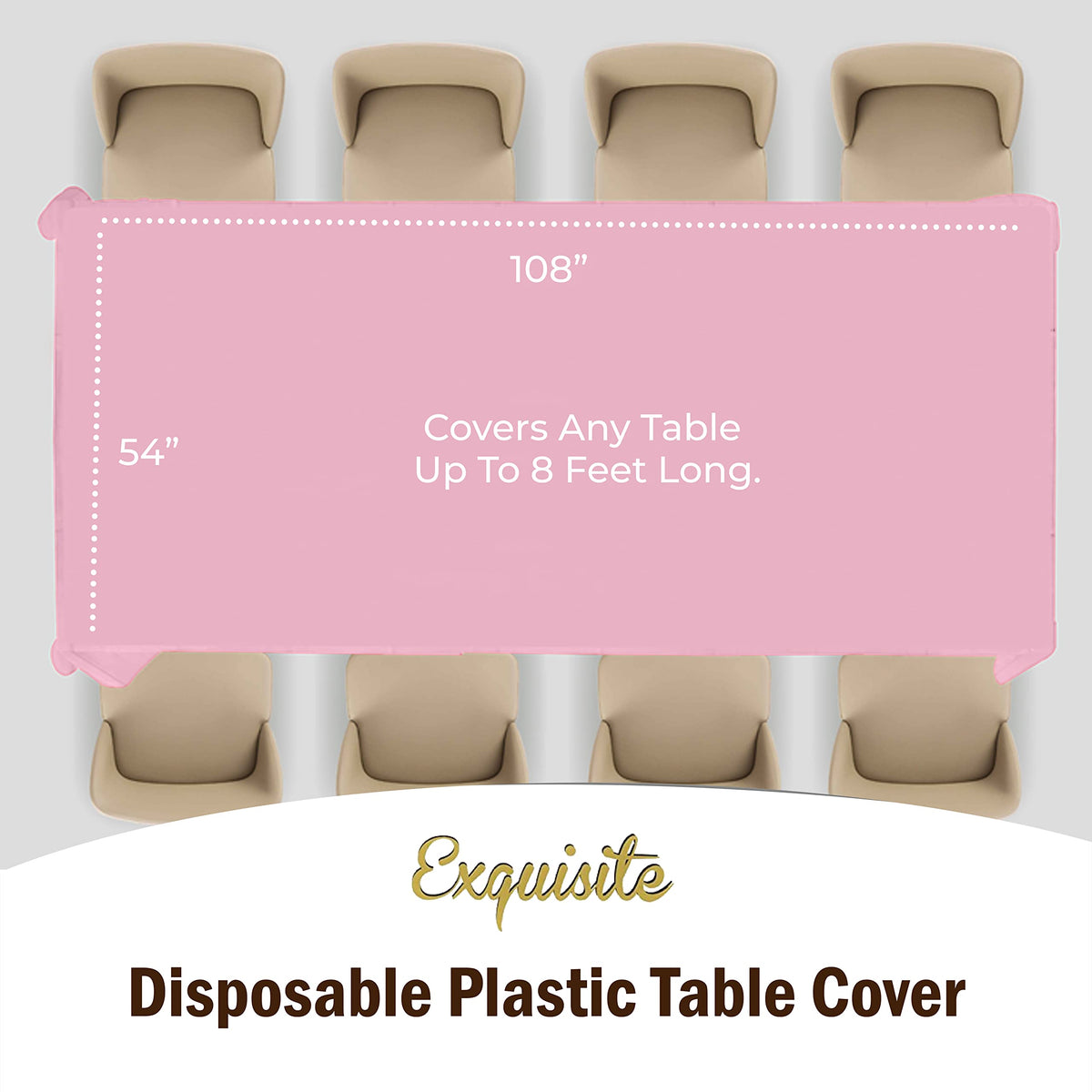 Exquisite pink tablecloth on table demonstrates full coverage for gatherings