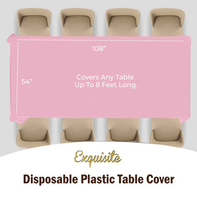 Exquisite pink tablecloth on table demonstrates full coverage for gatherings
