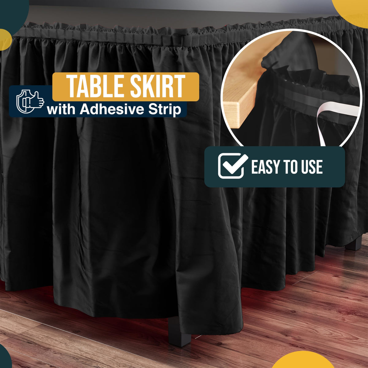 Exquisite black skirt showing a 29-inch drop for polished concealment