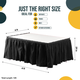 Six-pack Exquisite table skirts stacked and ready for event use