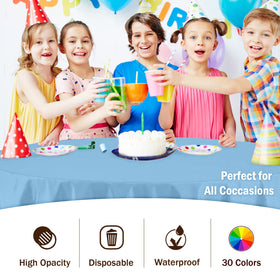 Exquisite table setting with light blue cover for celebrations.