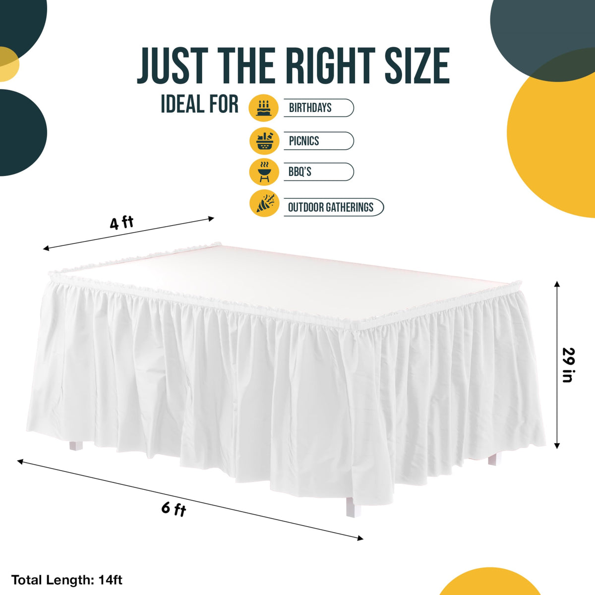 Exquisite round table coverage with white ruffle skirt for circular layouts
