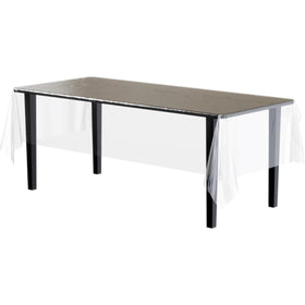 Exquisite tablecloth 54x108 rectangle on table highlights full coverage and spill protection.