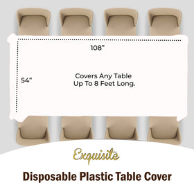 Exquisite 54x108 white rectangle tablecloth on dining table.
