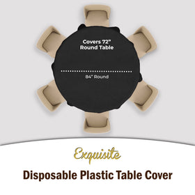 Exquisite tablecloth 84-inch round black draped over a table