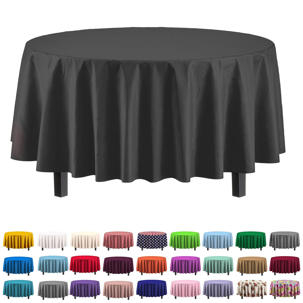 Exquisite 84-inch round black tablecloth spread for elegant gatherings