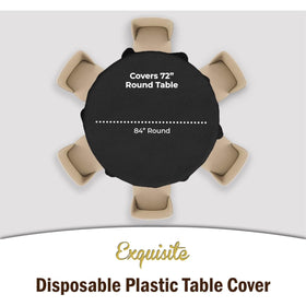 Exquisite tablecloth close-up shows durable plastic and smooth surface.