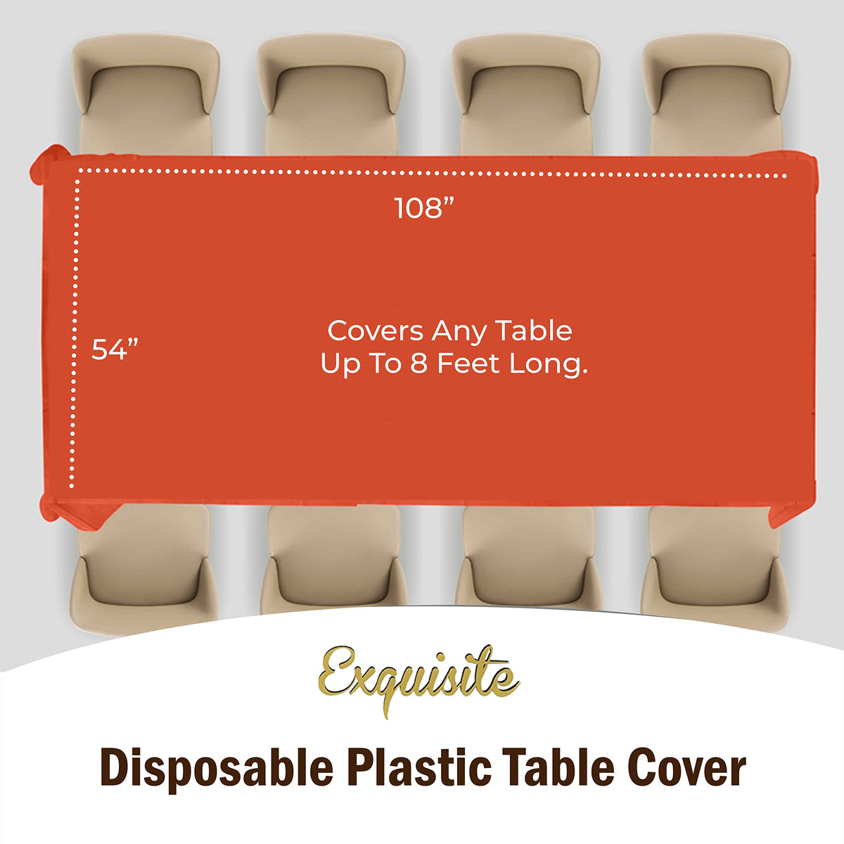 Exquisite orange tablecloth close-up shows durable plastic material.