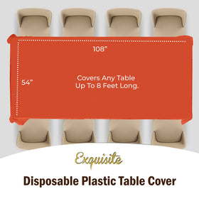 Exquisite orange tablecloth close-up shows durable plastic material.
