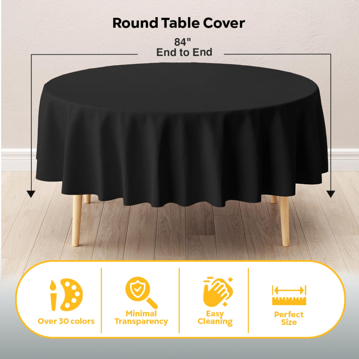 Exquisite 12-pack black tablecloths displayed for value and convenience.
