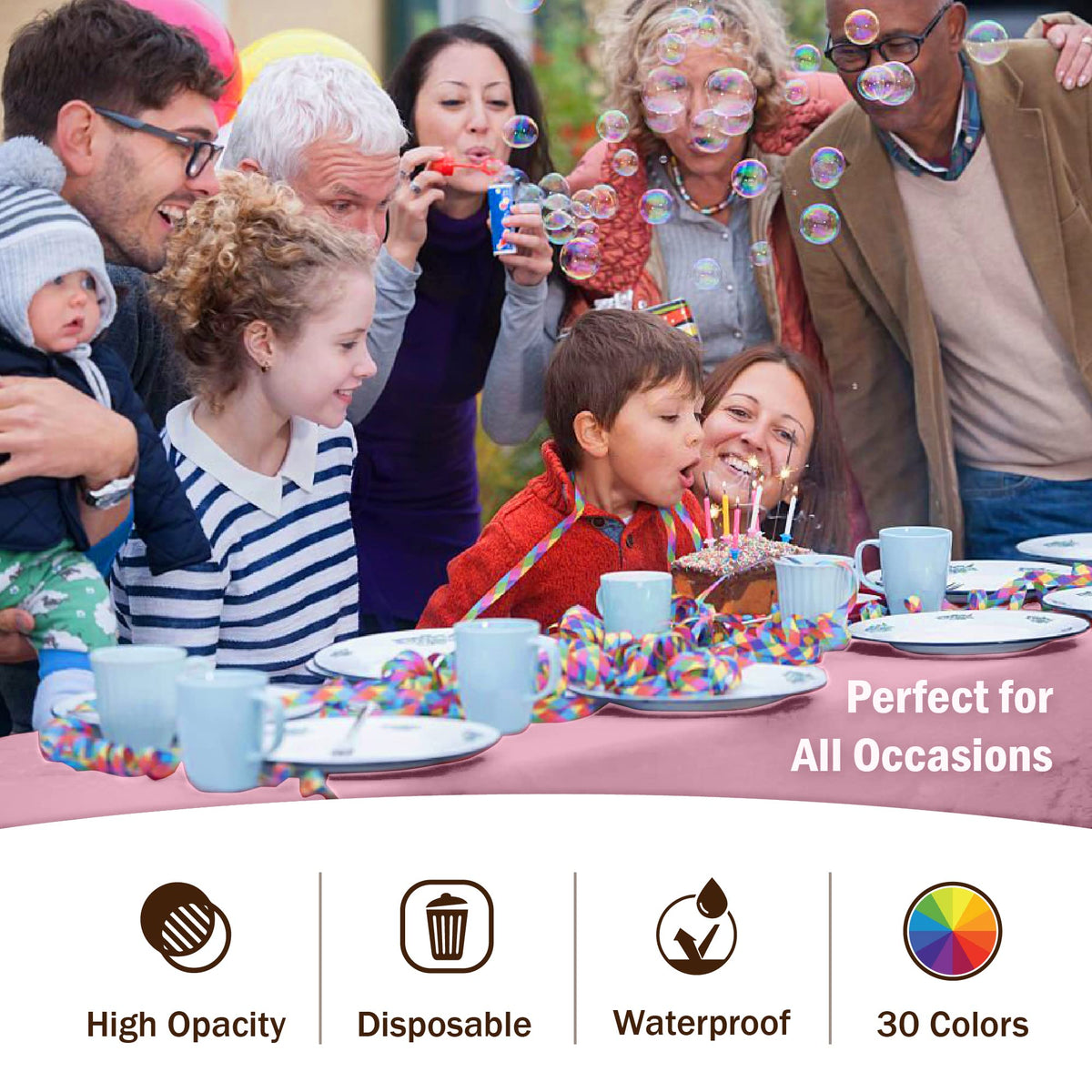 Exquisite tablecloth packaging exterior highlights durability and disposal convenience