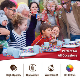 Exquisite tablecloth for party ambiance in red rectangle.