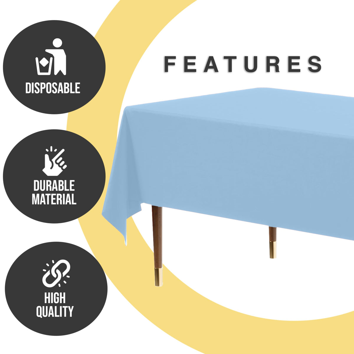 Exquisite light-blue tablecloth with satisfaction guaranteed for reliable coverage.