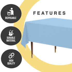 Exquisite light-blue tablecloth with satisfaction guaranteed for reliable coverage.