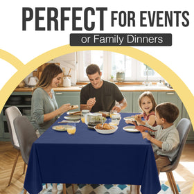 Exquisite wedding party navy blue rectangle tablecloth 54x108 enhances tablescape.