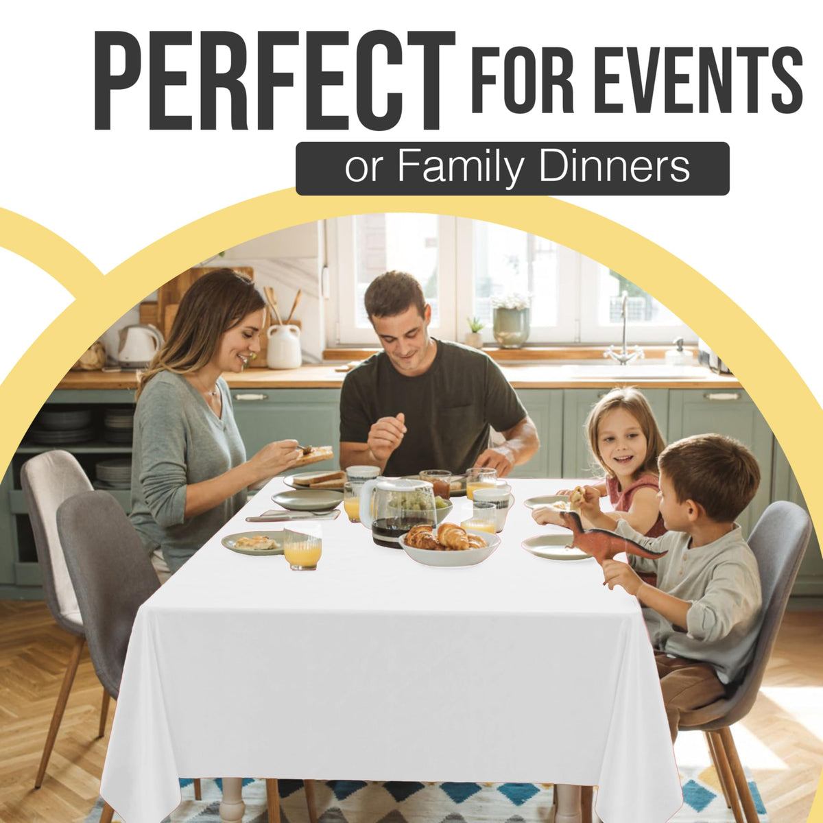 Exquisite white tablecloth suits wedding or party table settings.