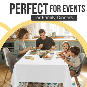 Exquisite white tablecloth suits wedding or party table settings.