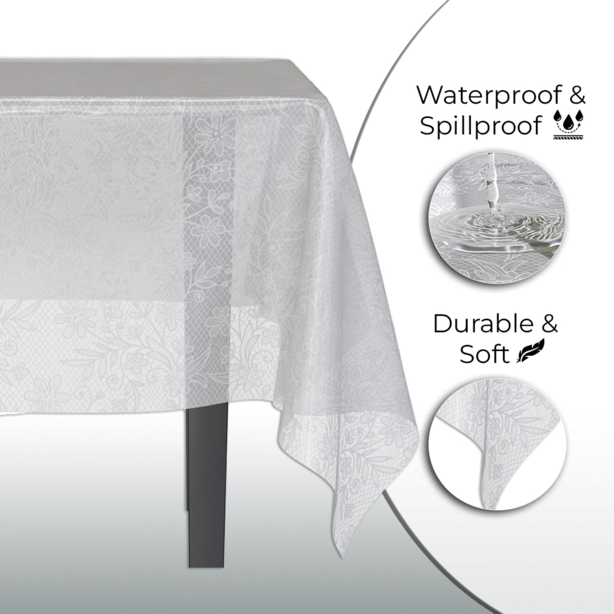Exquisite white floral lace pattern table cover enhances decor and convenience